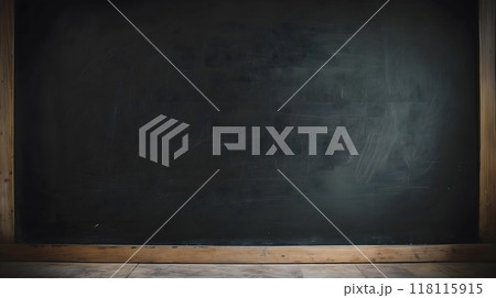 Vintage Empty Blackboard with Wooden Frame in Classroom Setting_1 118115915