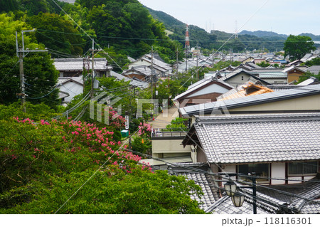 滋賀・米原 中山道 醒井宿 加茂神社 境内から見た中山道 滋賀・米原 中山道 醒井宿 加茂神社 境内から見た中山道 118116301