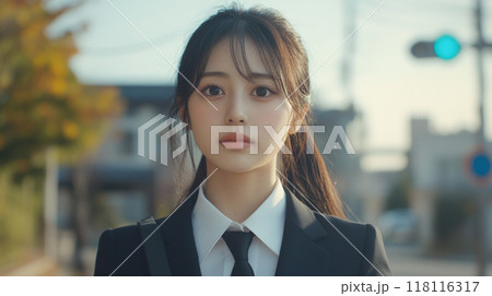 通学する女子高生 118116317