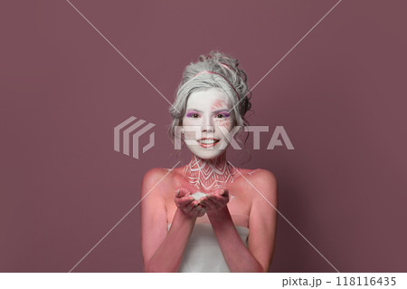 Cheerful theater actress halloween character model Cheerful theater actress halloween character model 118116435