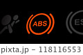 ABS brake warning light on car dashboard, car anti-lock brake system blinking icon 118116553