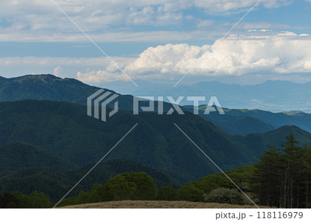 日本　長野県小県郡にある三峰茶屋から見える風景 118116979