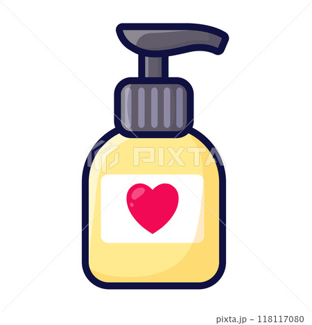 Bottle with dispenser. Liquid soap. Body cream. Vector illustration on white background 118117080