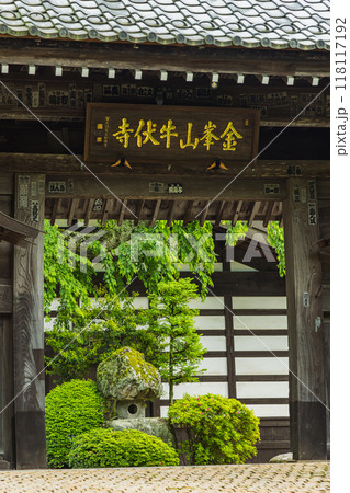 日本　長野県松本市にある牛伏寺の山門 118117192