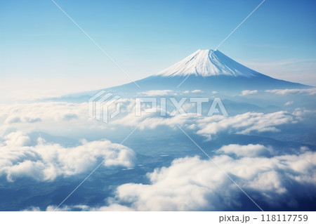 abstract impressive landscape, mountain view, dramatic sky and haze 118117759