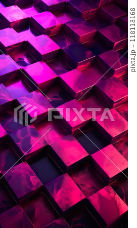 abstract cube shape background, mosaic tech structure pattern, geometric square texture illustration 118118168