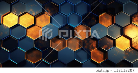 honeycomb hexagon 3d background, geometry texture pattern, futuristic geometric design 118118207