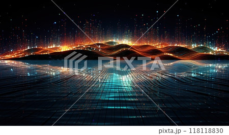 colourful background with communication and technology pattern, futuristic texture spectrum wave 118118830