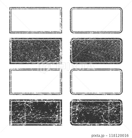 Stamps frames vector icon shape set. Stamp grunge ink rubber labels sign collection. Isolated on white background. Black round and square stamp border pack. Stamps frames vector icon shape set. Stamp grunge ink rubber labels sign collection. Isolated on white background. Black round and square stamp border pack. 118120016