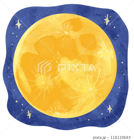 満月と星空　水彩風手描きイラスト 118120683