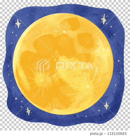 満月と星空　水彩風手描きイラスト 118120683
