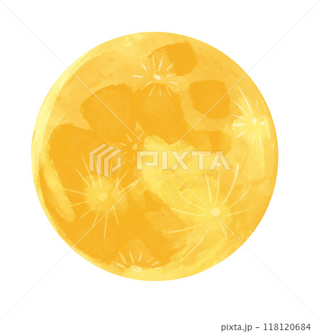 満月　水彩風手描きイラスト 118120684