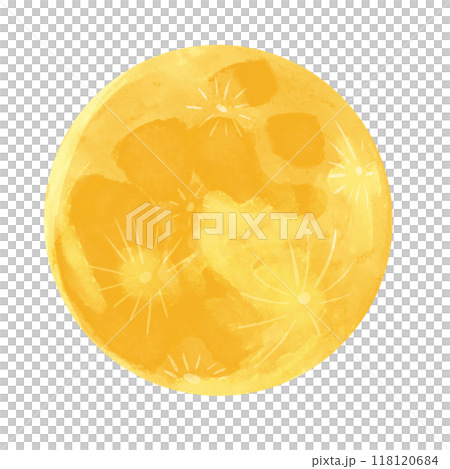 満月　水彩風手描きイラスト 118120684