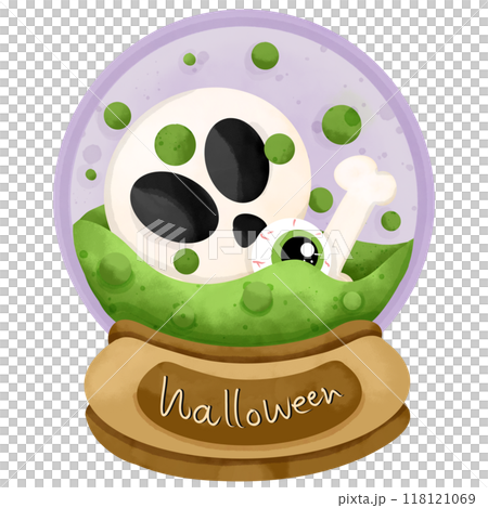 Watercolor Halloween Snow Globe skull and poison hand drawn Watercolor Halloween Snow Globe skull and poison hand drawn 118121069
