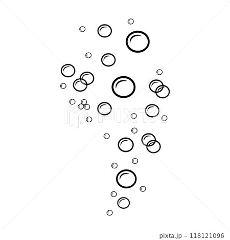 Linear illustration of soap bubbles. Air bubbles in doodle style isolated on white 118121096