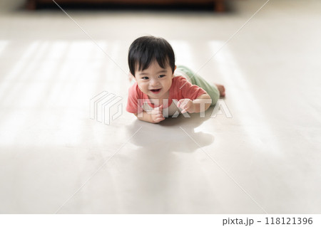ずりはいする0歳の男の子 ずりはいする0歳の男の子 118121396