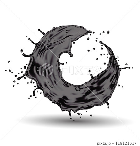 Realistic black ink water splash 3D on white background vector Realistic black ink water splash 3D on white background vector 118121617