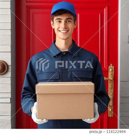 荷物を持つ配達員 118122984