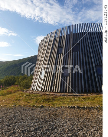 Building along the path from Nikkaluokta to Kebnekaise mountain station, Lapland, Sweden. 118123345