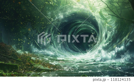 A cyclone of fluid and debris creates an entrance to another dimension 118124135