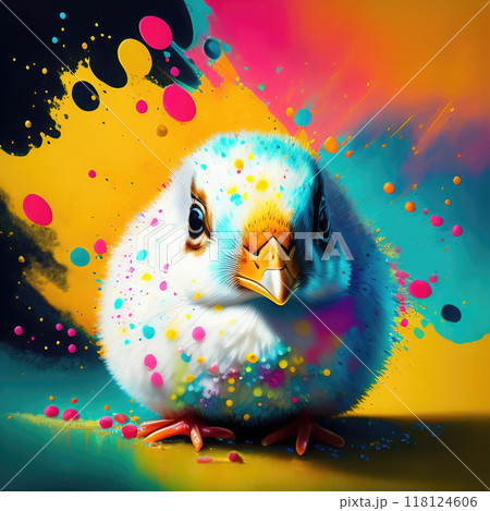 Easter chick on colorful splash background Easter chick on colorful splash background 118124606