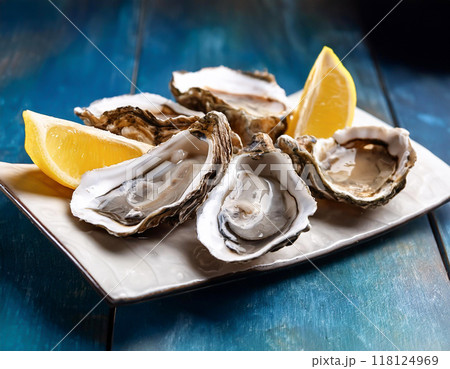殻付きの生牡蠣 118124969