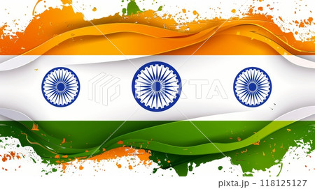 Vibrant Celebration of India Independence Day with Tricolor Flag and Ashoka Chakra Symbol Vibrant Celebration of India Independence Day with Tricolor Flag and Ashoka Chakra Symbol 118125127