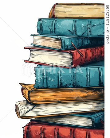 Back to School Frame Background with Colorful Books and White Space for Text or Design Back to School Frame Background with Colorful Books and White Space for Text or Design 118125369