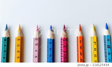 Colorful Education Back to School Background with Vibrant Pencils and Rulers for Creative Learning and Classroom Inspiration 118125434