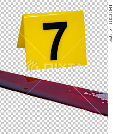 forensic concept - knife in blood and evidence marker at crime scene. on transparent background. High quality photo forensic concept - knife in blood and evidence marker at crime scene. on transparent background. High quality photo 118125641