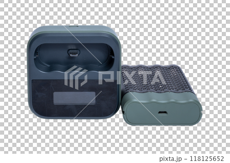 Professional charger for four AAA batteries on a transparent background. High quality photo Professional charger for four AAA batteries on a transparent background. High quality photo 118125652