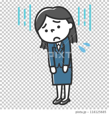 A female employee in a suit who is depressed A female employee in a suit who is depressed 118125685