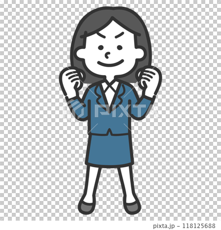 A female office worker posing with both hands A female office worker posing with both hands 118125688