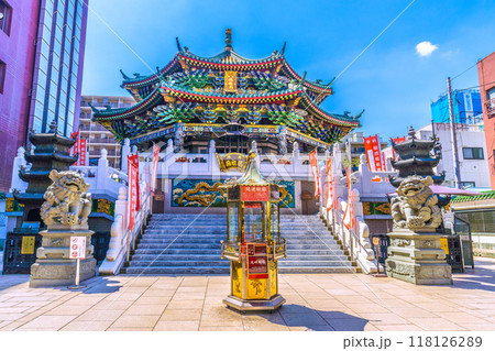 日本の横浜都市景観 横浜中華街・横浜媽祖廟などを望む…＝7日 118126289