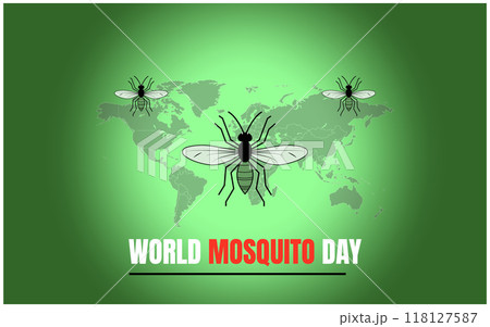 World Mosquito Day poster with a mosquito and text.  118127587