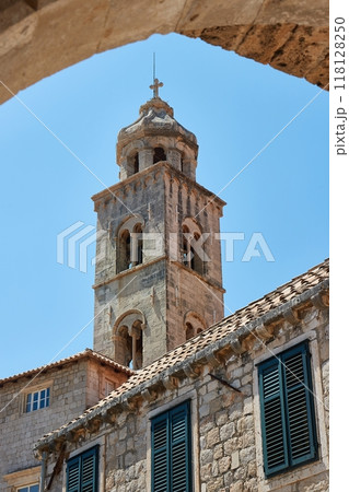 Stone bell tower in Dubrovnik, Croatia 118128250