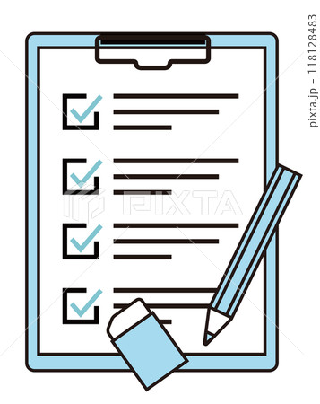 チェックリストがついた書類とバインダー 118128483