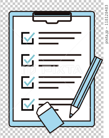 チェックリストがついた書類とバインダー 118128483