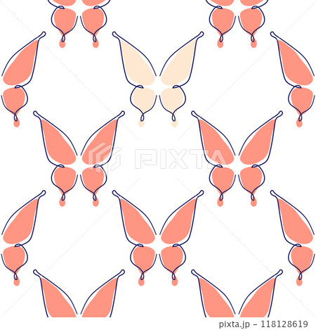 Line art butterfly illustrations Minimalist trendy abstract seamless pattern. Modern vector template for design 118128619