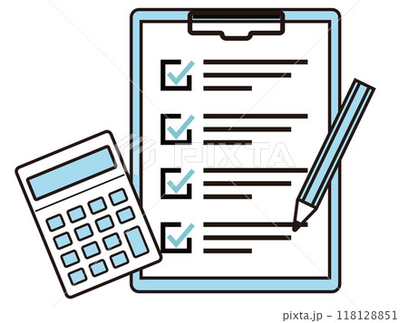 チェックリストがついた書類とバインダー 118128851