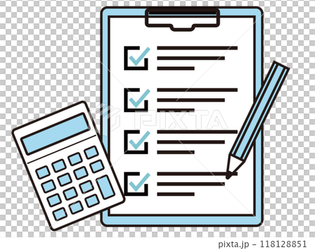 チェックリストがついた書類とバインダー 118128851