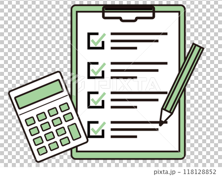 Documents and binders with checklists 118128852