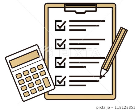 チェックリストがついた書類とバインダー 118128853