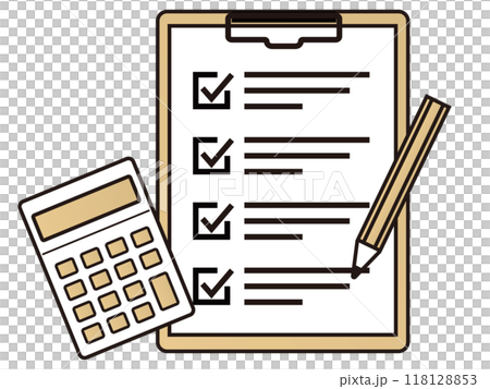 チェックリストがついた書類とバインダー 118128853