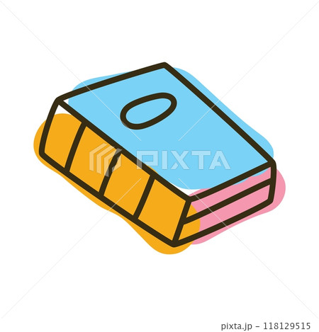 Doodle book icon handdrawn with thin line and colored with colorful blobs 118129515