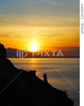 北海道の絶景 小樽祝津パノラマ展望台からの夕陽 北海道の絶景 小樽祝津パノラマ展望台からの夕陽 118130842