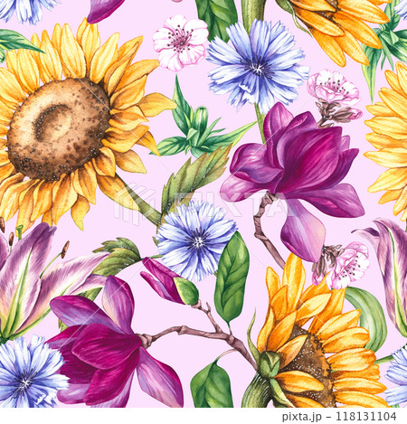 Watercolor botanical pattern Watercolor botanical pattern 118131104