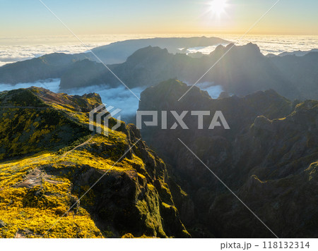 Aerial view at Pico do Arieiro, Madeira, Portugal 118132314