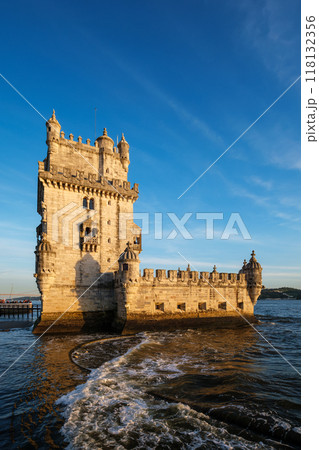 Belem Tower on the bank of the Tagus River on sunset. Lisbon, Portugal Belem Tower on the bank of the Tagus River on sunset. Lisbon, Portugal 118132356