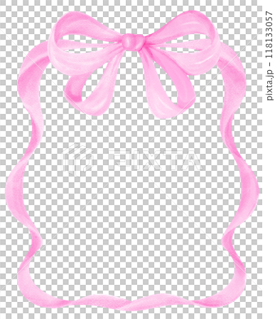 Coquette Frame Pink ribbon bow watercolor vertical 118133057